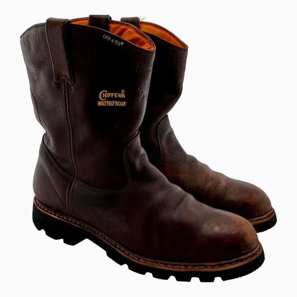 Chippewa Boots Mens 14 W Wellington 25975 Pull On Waterproof Brown Insulated USA - Picture 1 of 14
